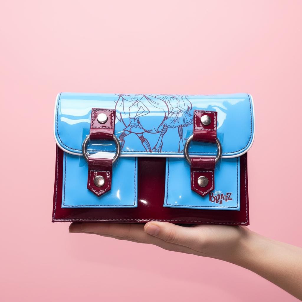 Bratz Sky-Blue & Burgundy Attaché Satchel Bag – Brand New