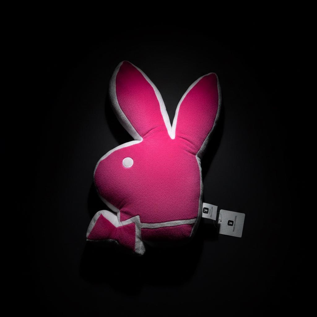 Playboy Pink & White Rabbit Head Pillow (2004) – With Original Tags