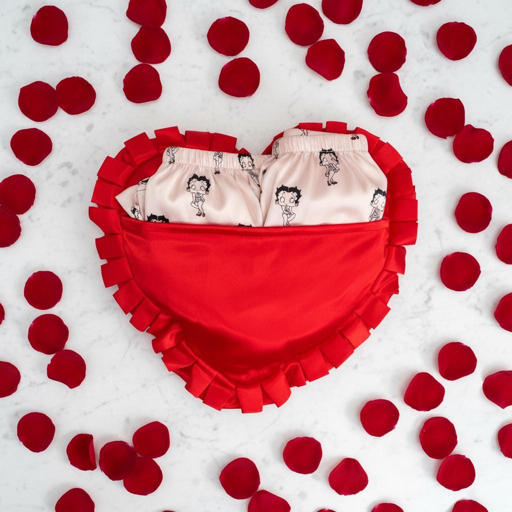 Betty Boop Red Heart Ruffled Pyjama Pillow Case (2003) – New With Tags