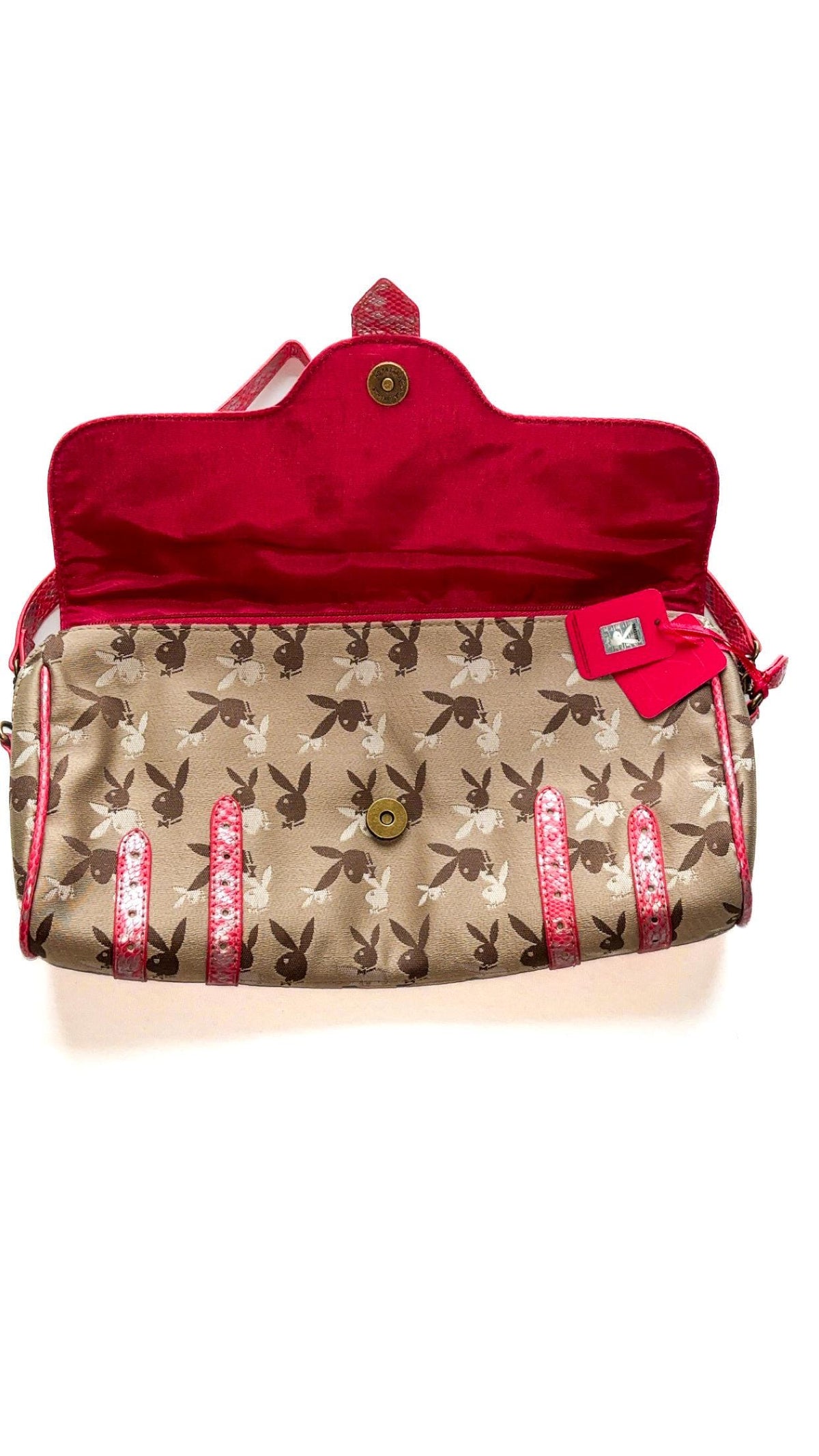 Playboy Beige Rabbit-Head Monogram Bag with Pink Trim (2009) – New With Tags