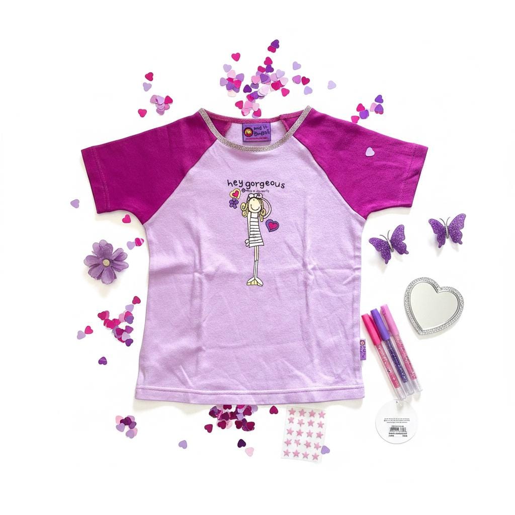 Bang On The Door Hey Gorgeous Lilac キッズTシャツ – 7/8歳、新品タグ付き