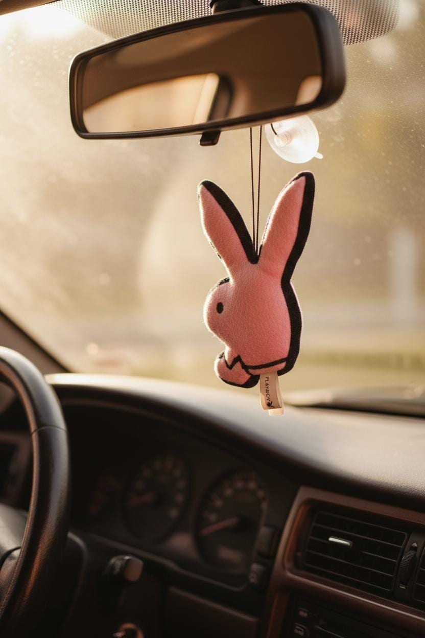 Playboy Pink Rabbit Head Plush Car Charm (2004) – New With Tags