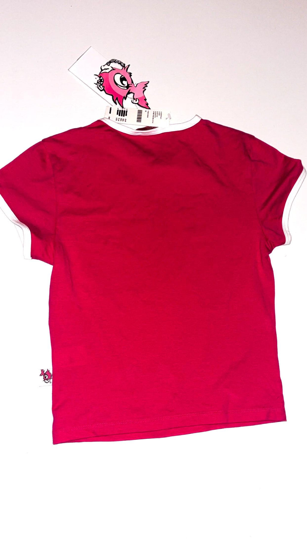 Punky Fish Fuchsia Pink Ringer Mascot T-Shirt – Small, New With Tags