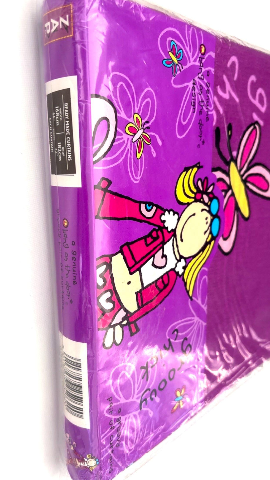 Пара фиолетовых хлопковых штор Groovy Chick, 168 × 183 см — новые, в упаковке