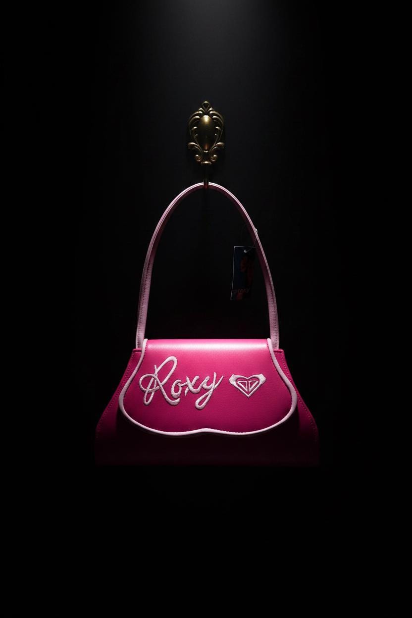 Borsa Roxy rosa stile pin-up con patta – Nuova con cartellini