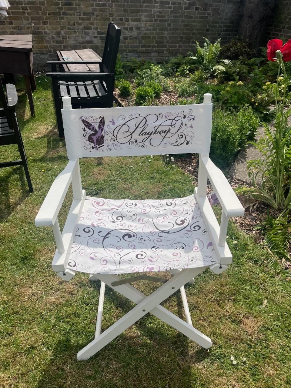 Playboy White & Purple Floral Director’s Chair (2008) – New With Tags