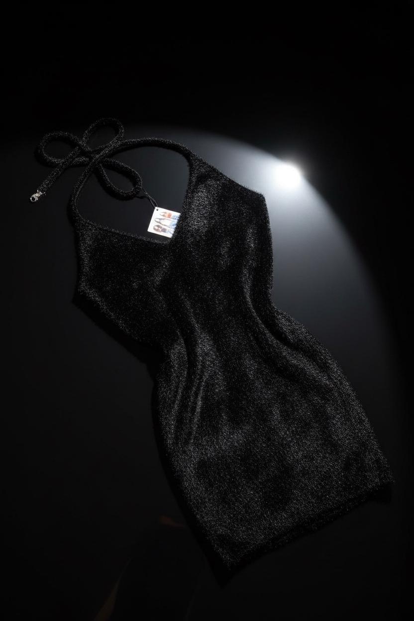 Baby Phat Black Fuzzy Halterneck Dress – New With Tags