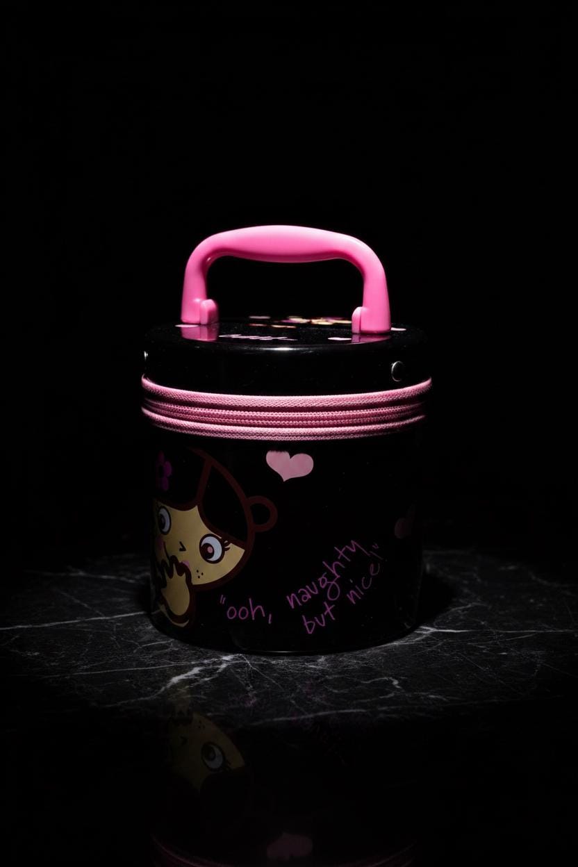 Santoro Tutti Cuti Black & Pink Zip-Around Tin Bag (2004)