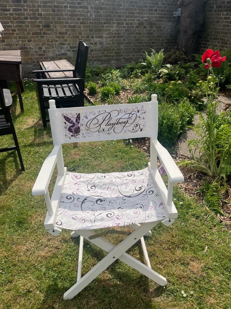 Playboy White & Purple Floral Director’s Chair (2008) – New With Tags