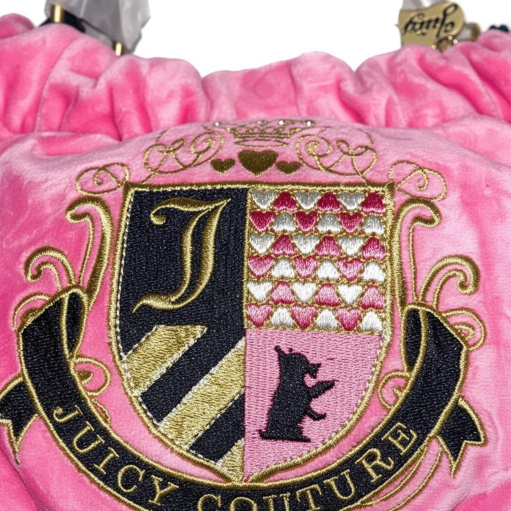 Juicy Couture Pink Velvet Crest Shoulder Bag – New With Tags