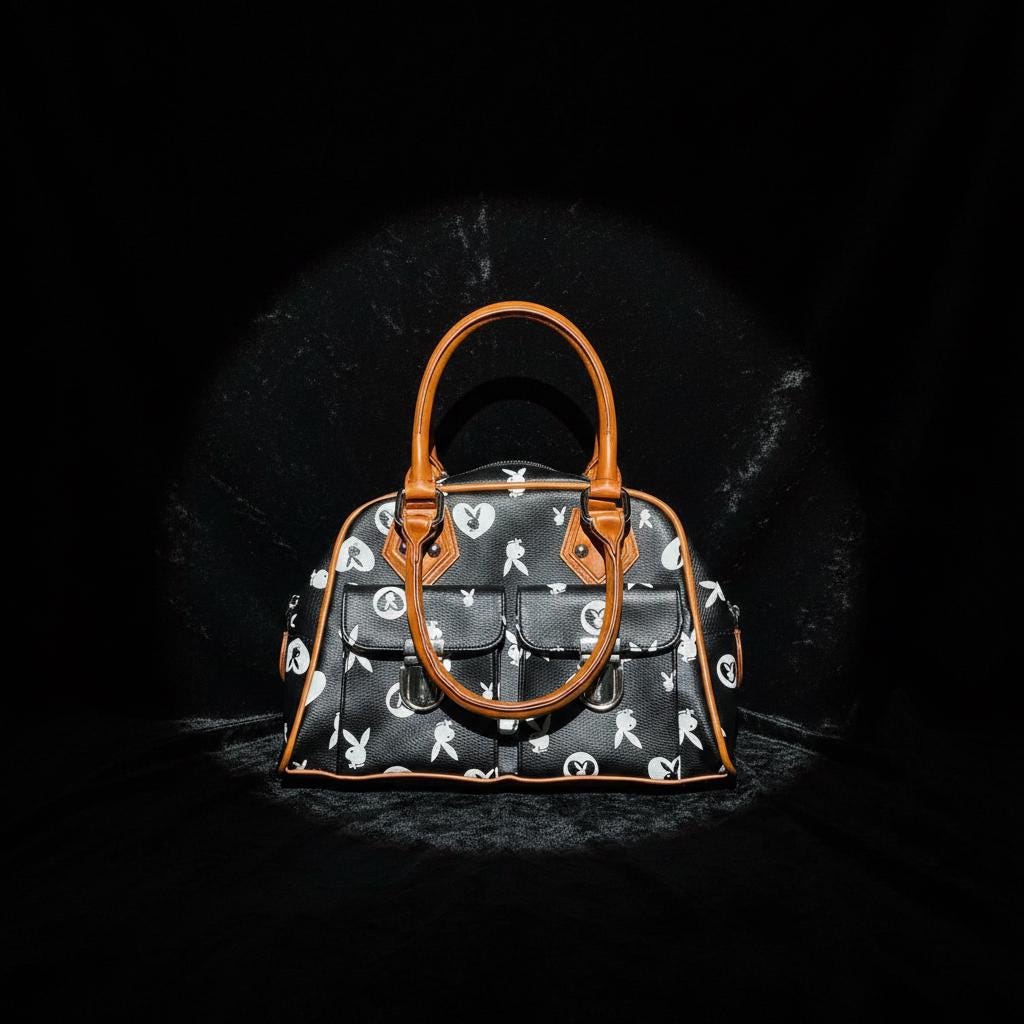 Playboy Black & White Rabbit Monogram Handbag – Refurbished