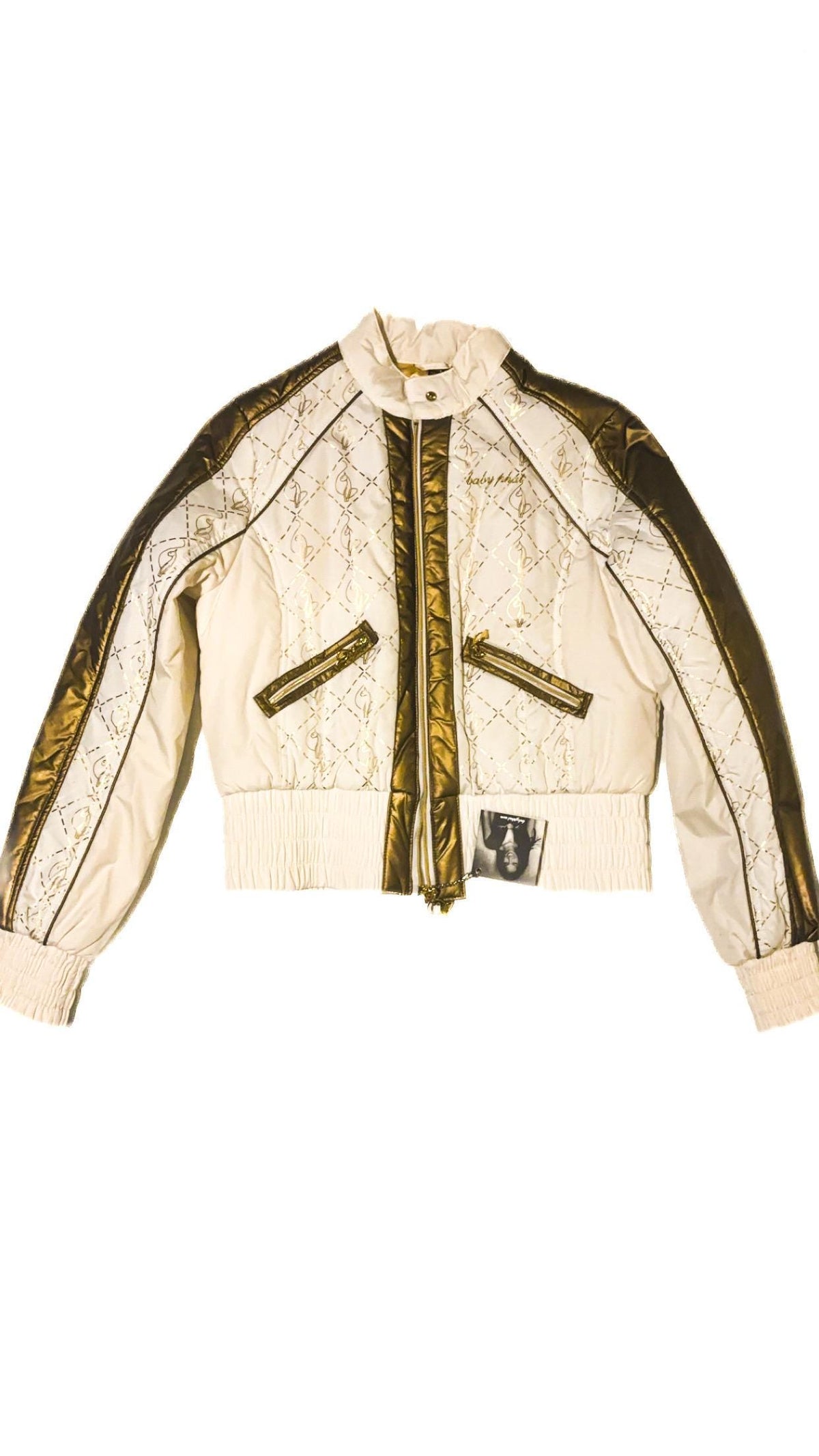 Baby Phat Cream & Gold Cat Monogram Bomber Jacket – New With Tags