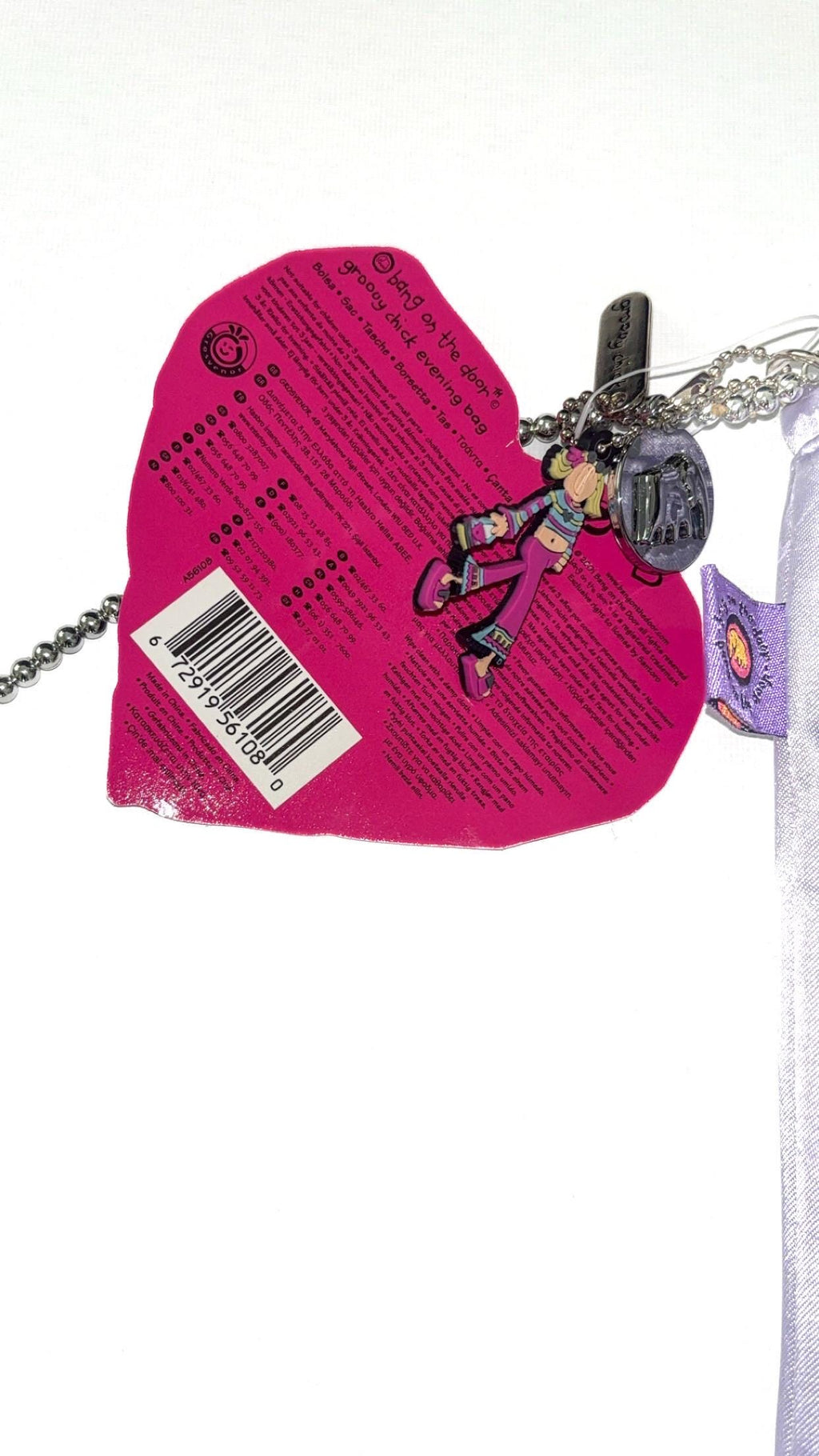Groovy Chick Lilac Satin-Style Evening Bag with Chain Strap (2001) – New With Tags