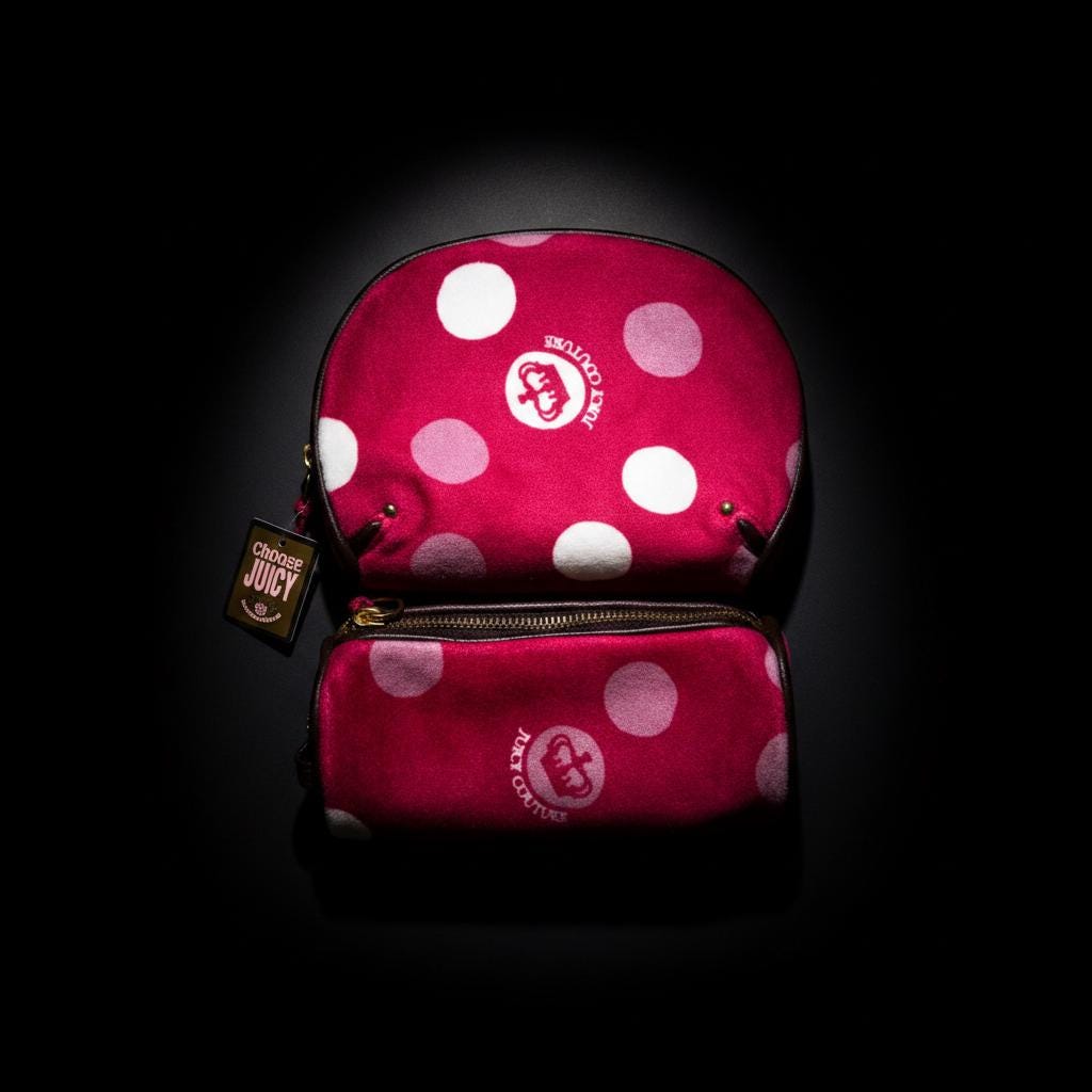 Juicy Couture Red Polka Dot Two-Piece Cosmetic Bag Set – New With Tags