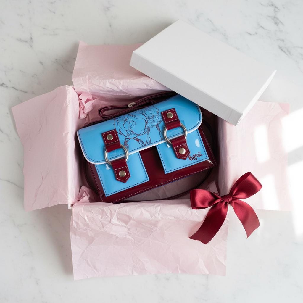 Bratz Sky-Blue & Burgundy Attaché Satchel Bag – Brand New