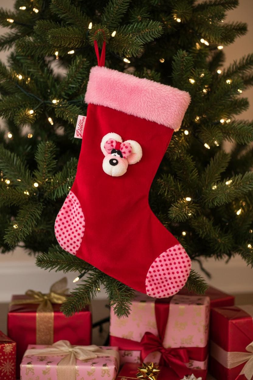 Vintage Diddl Diddlina Red & Pink Christmas Stocking – New With Tags