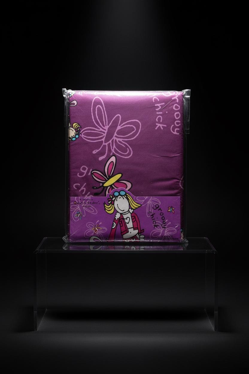 Groovy Chick Purple Cotton Curtains Pair, 168 × 183 cm – New & Sealed