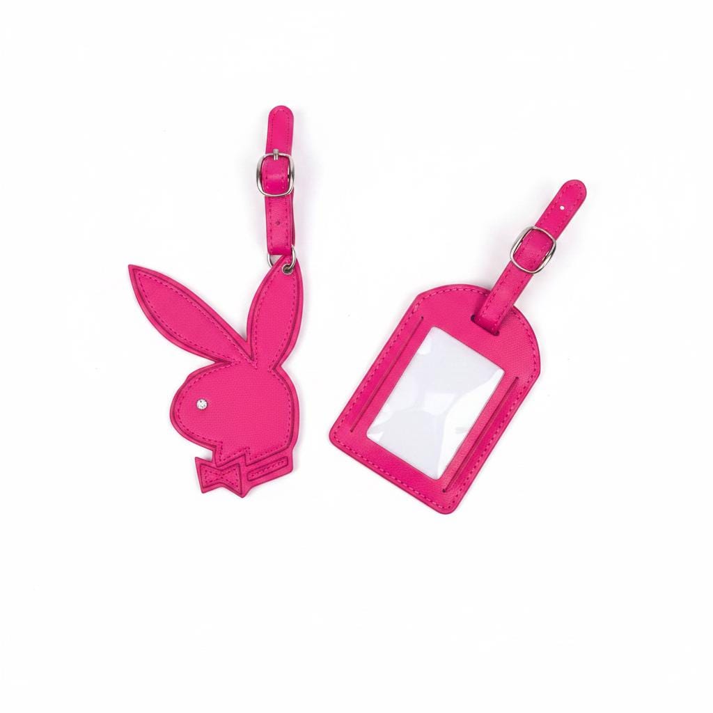 Playboy ピンクラビットヘッド ラゲッジタグ 2個セット（2007年）– パッケージ入り新品