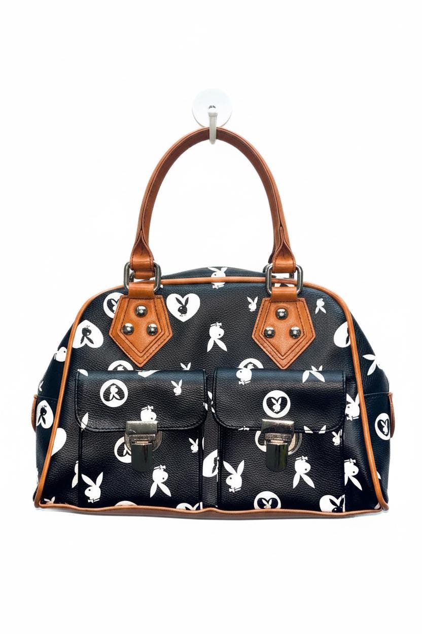 Playboy Black & White Rabbit Monogram Handbag – Refurbished