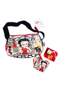 Комплект чанта през рамо и портмоне за монети Betty Boop Perona с колаж – нов