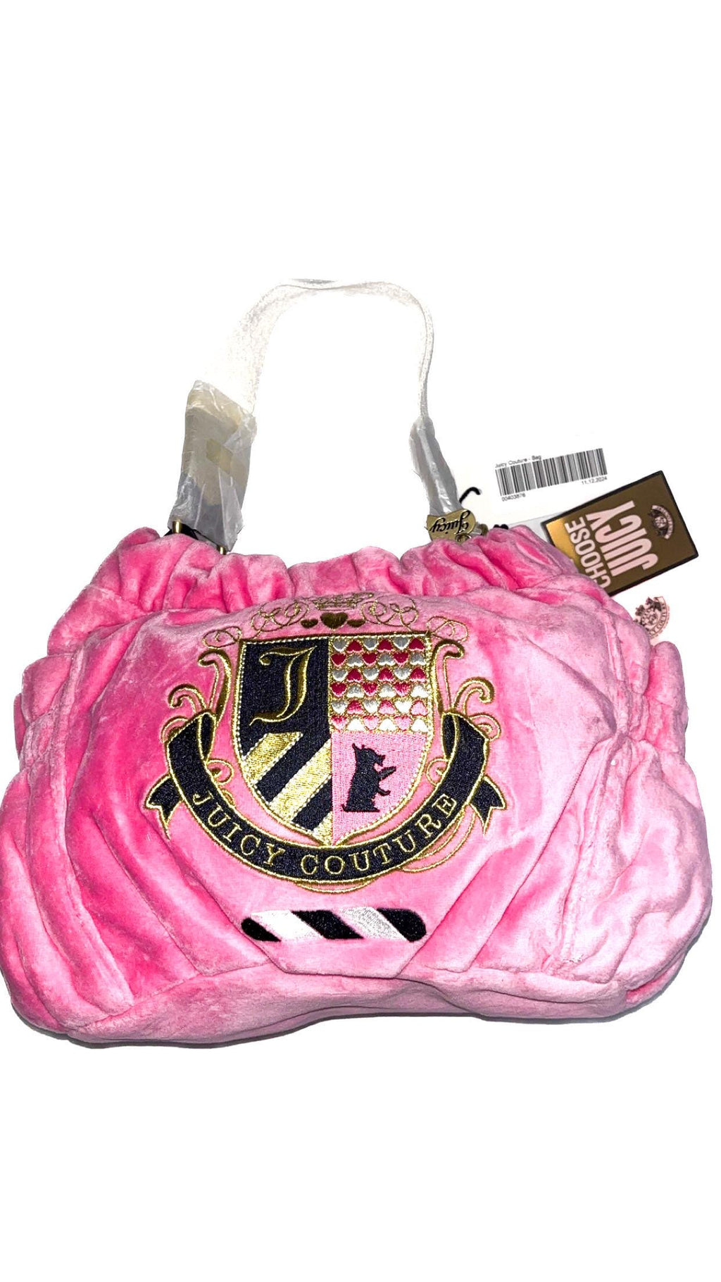 Juicy Couture Pink Velvet Crest Shoulder Bag – New With Tags