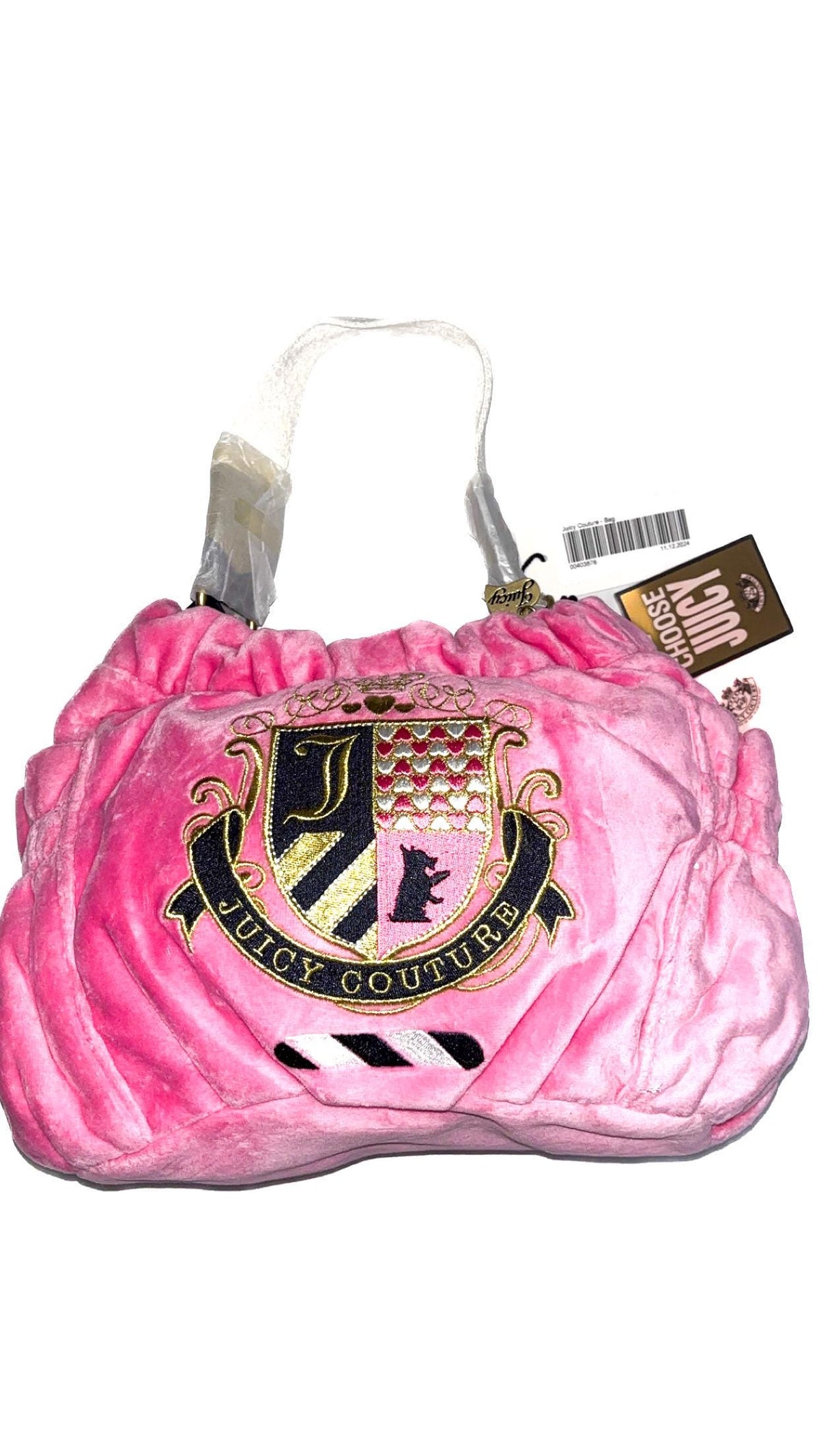 Juicy Couture Pink Velvet Crest Shoulder Bag – New With Tags