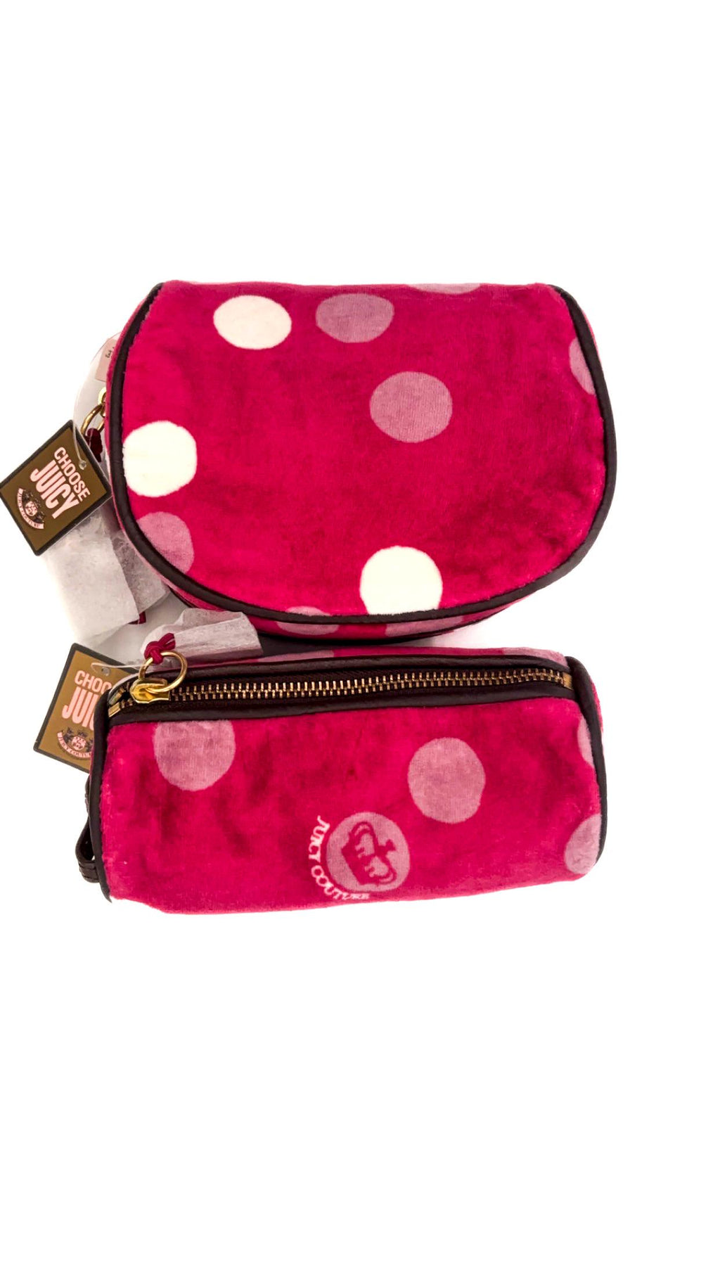 Juicy Couture Red Polka Dot Two-Piece Cosmetic Bag Set – New With Tags