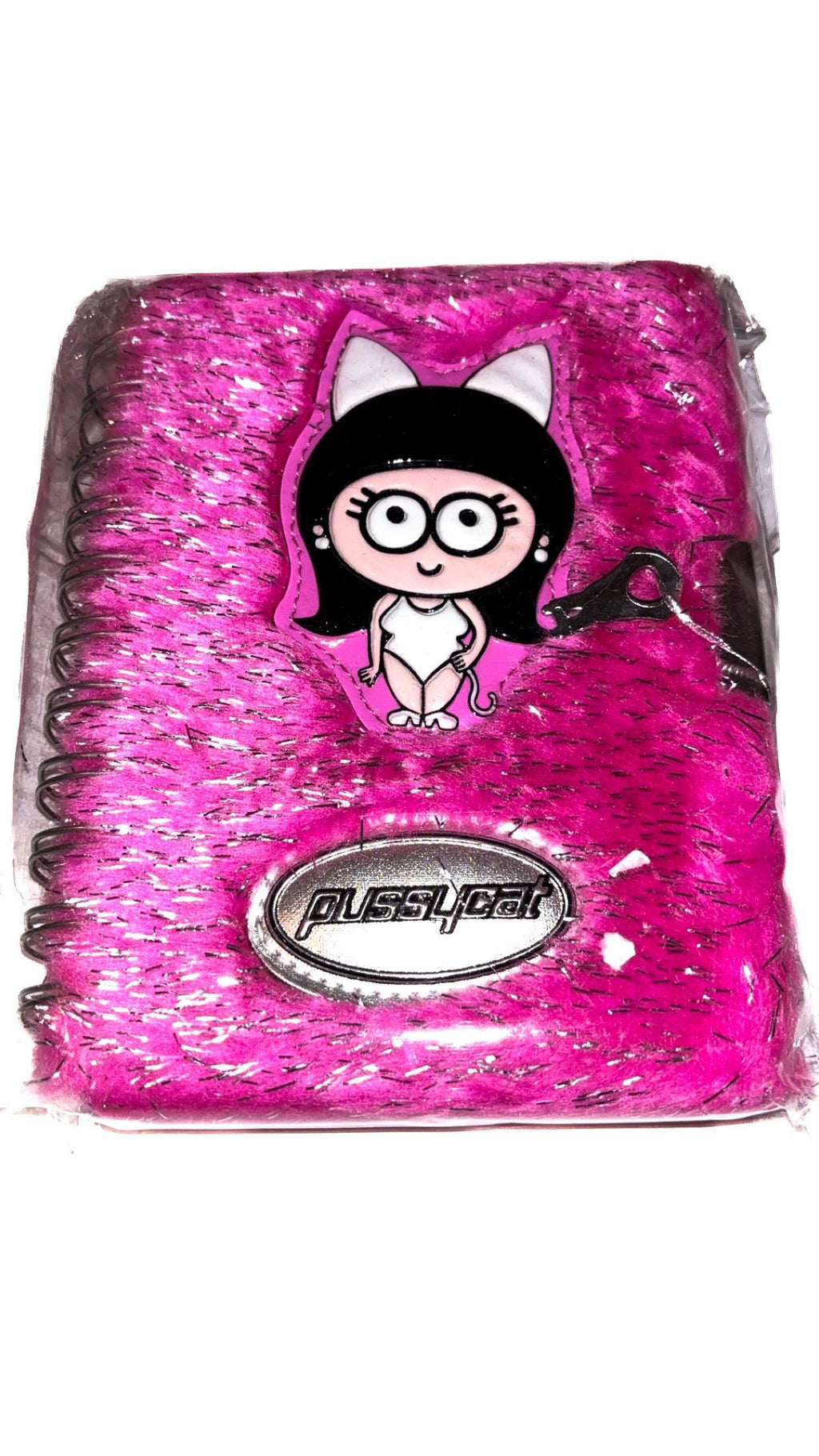 Santoro Flux Deluxe Pussy Cat Pink Fluffy Lock & Key Journal (2000) – New & Sealed