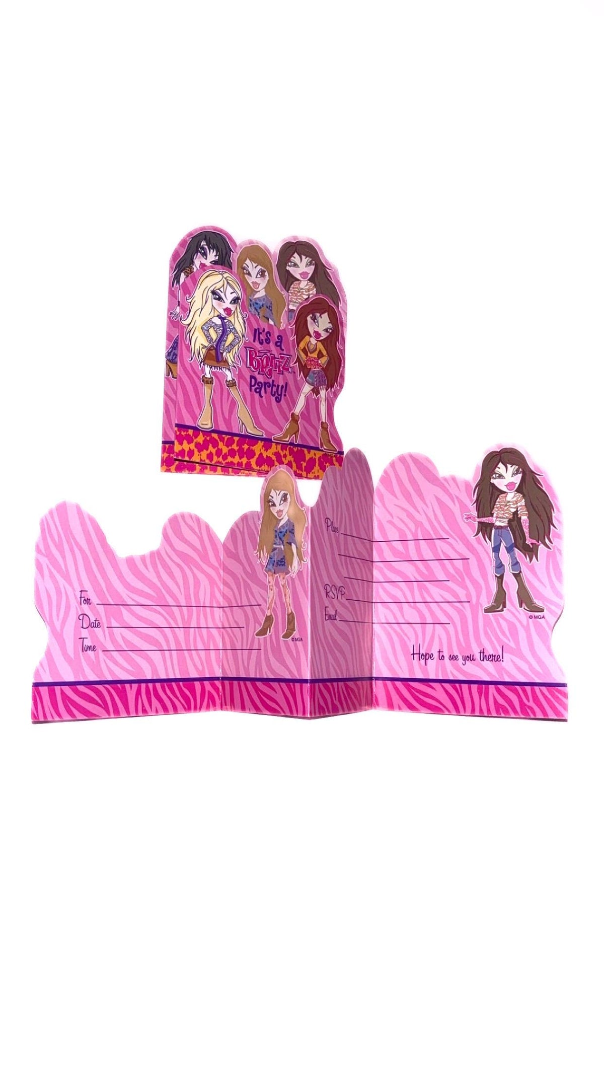 Invitaciones y sobres rosas de fiesta de Bratz – Paquete de 8, nuevos y sellados