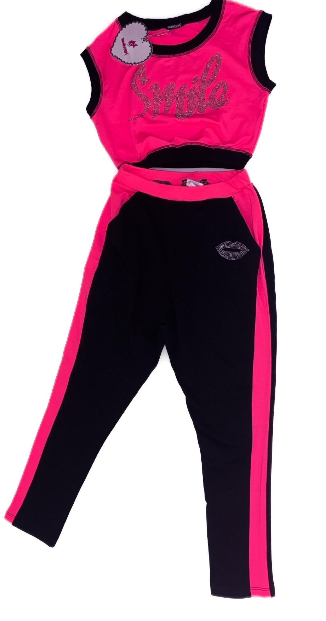 Conjunto de top corto y pantalón fucsia de Punky Fish – M, nuevo con etiquetas