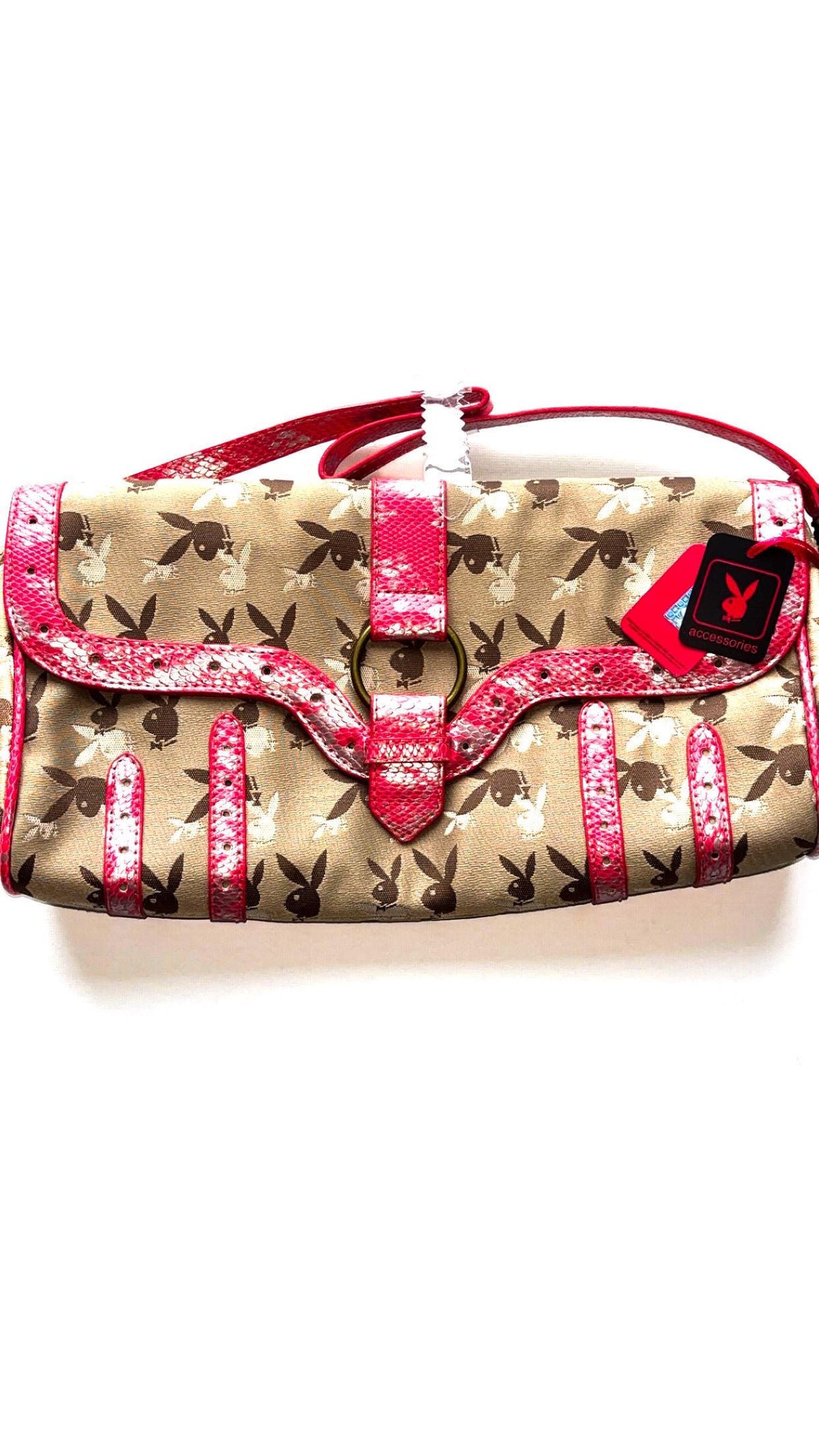 Playboy Beige Rabbit-Head Monogram Bag with Pink Trim (2009) – New With Tags