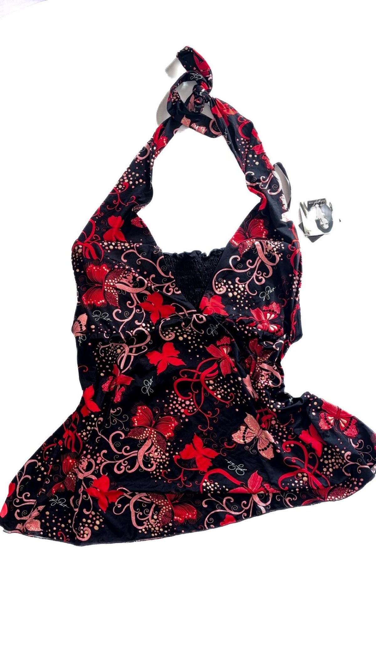 Baby Phat “Rock n Rose” Butterfly-Print Halter Top – One Size, New With Tags