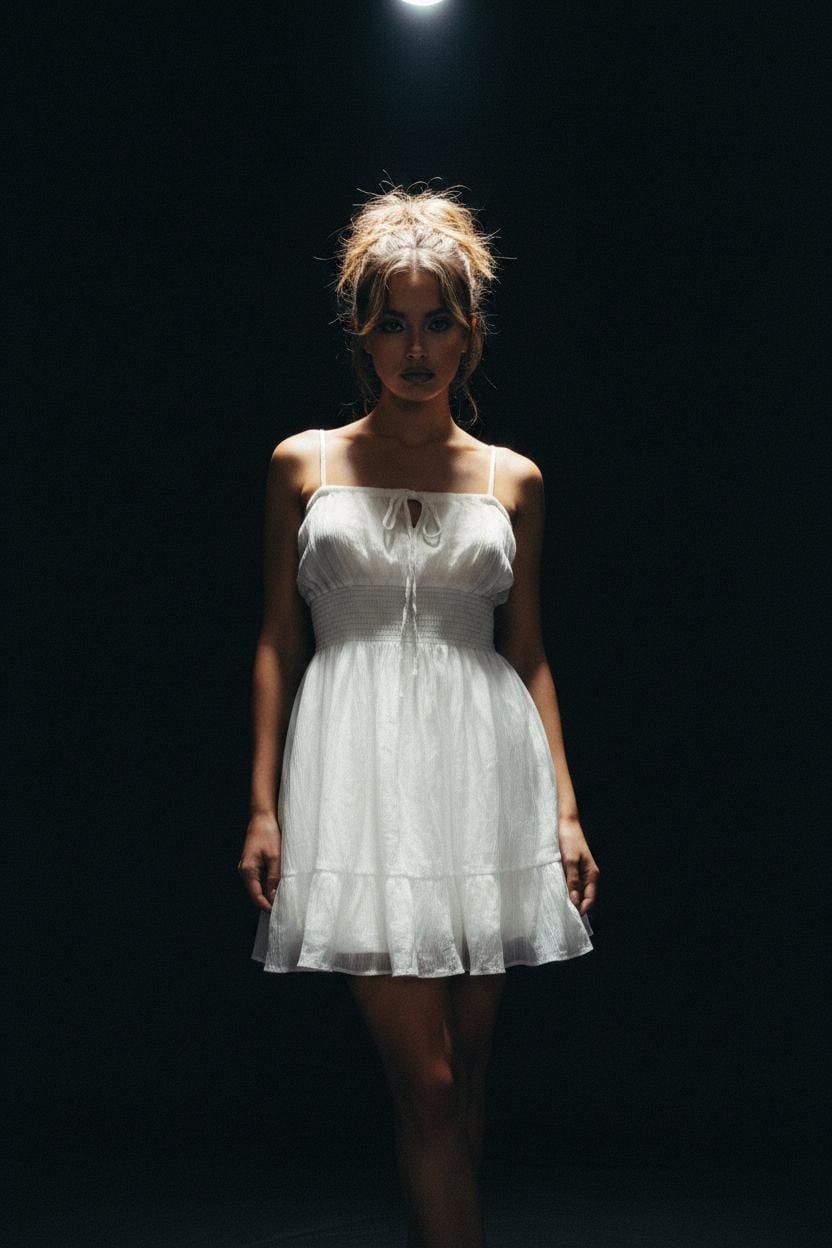 Vestido tipo blusón con nido de abeja Baby Phat blanco – Talla S, nuevo con etiquetas