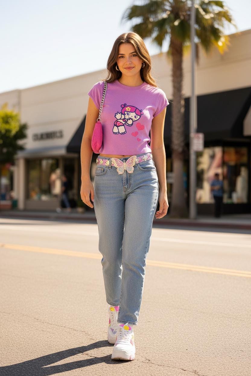 Santoro Tutti Cuti Pink Character & Hearts T-Shirt (2003) – New With Tags