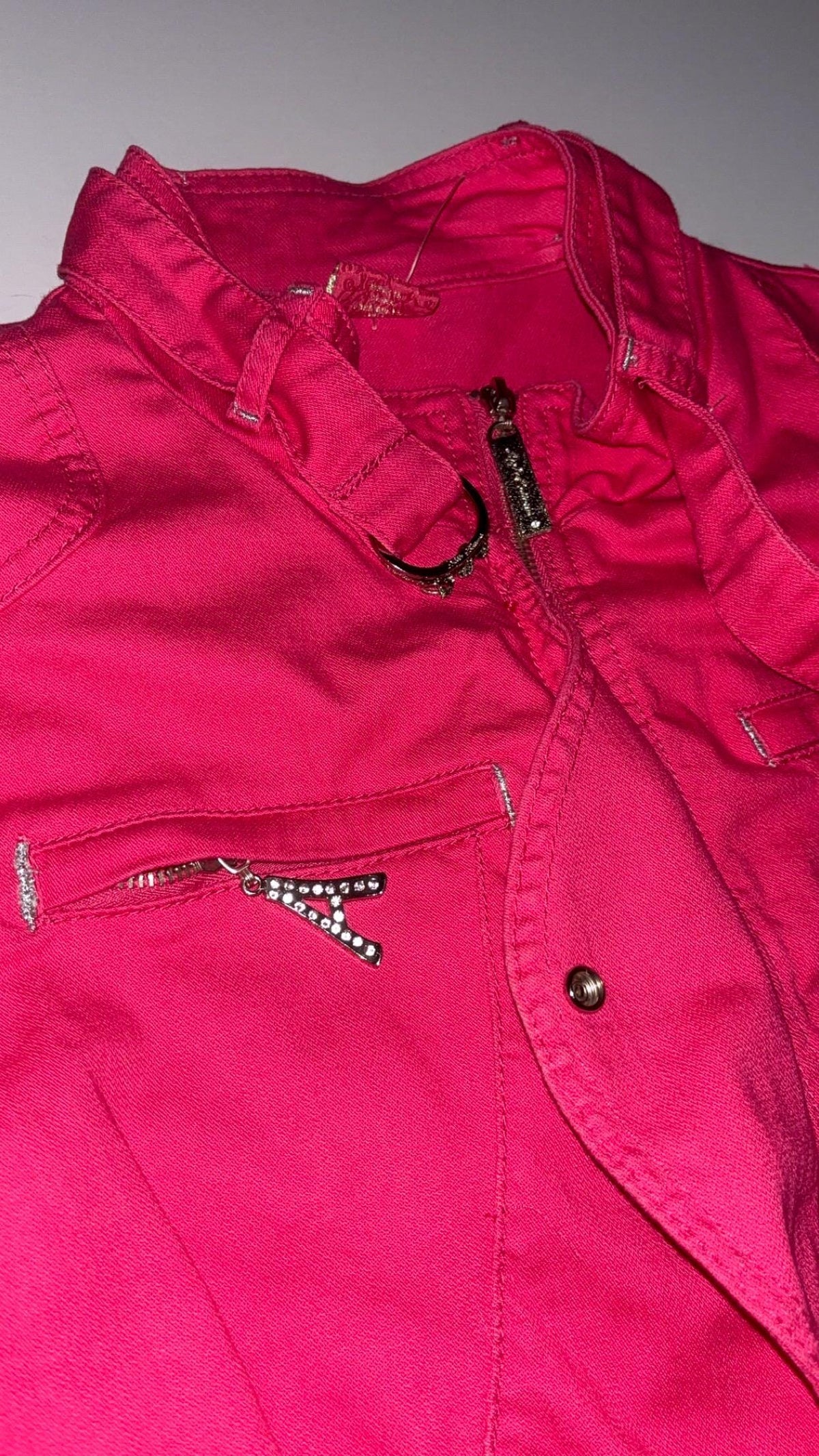 Chaqueta motera de manga corta rosa fucsia Apple Bottoms – Talla US 1X, Nueva con etiquetas