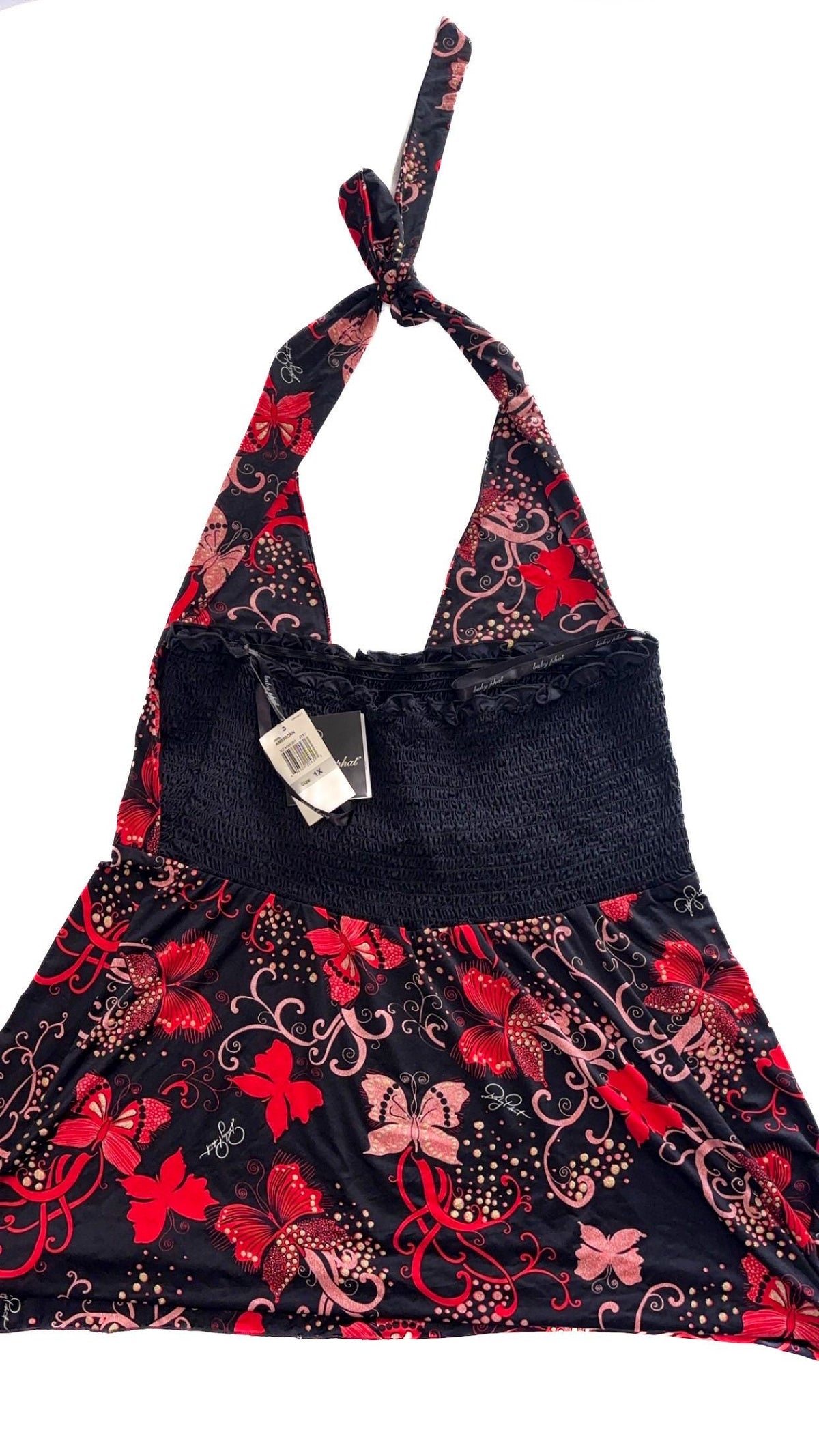 Baby Phat “Rock n Rose” Butterfly-Print Halter Top – One Size, New With Tags