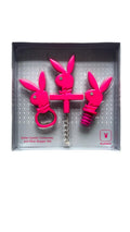Playboy Pinkes magnetisches Flaschenöffner-, Korkenzieher- und Weinverschluss-Set