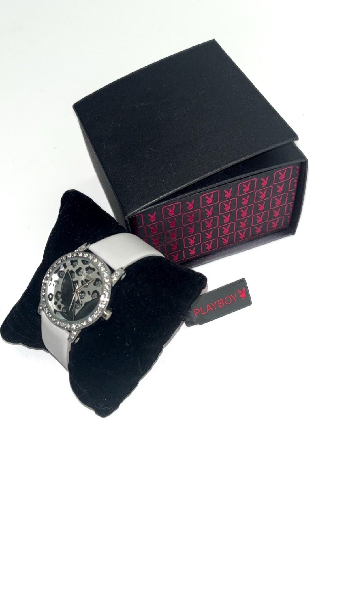 Playboy Leopard Print Diamanté-Style Wristwatch – White Strap, New With Tags