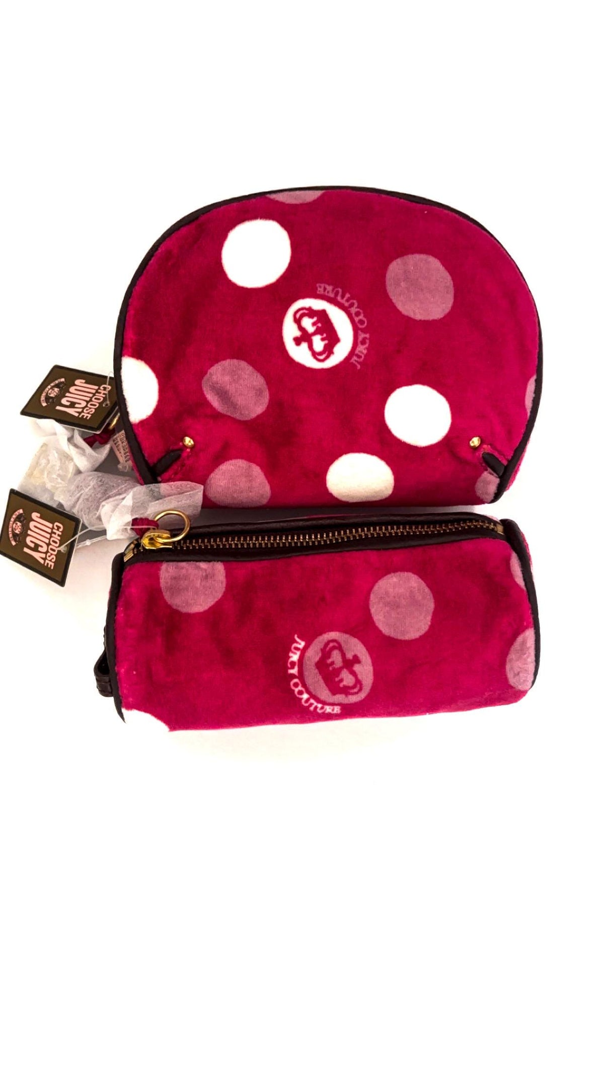 Juicy Couture Red Polka Dot Two-Piece Cosmetic Bag Set – New With Tags