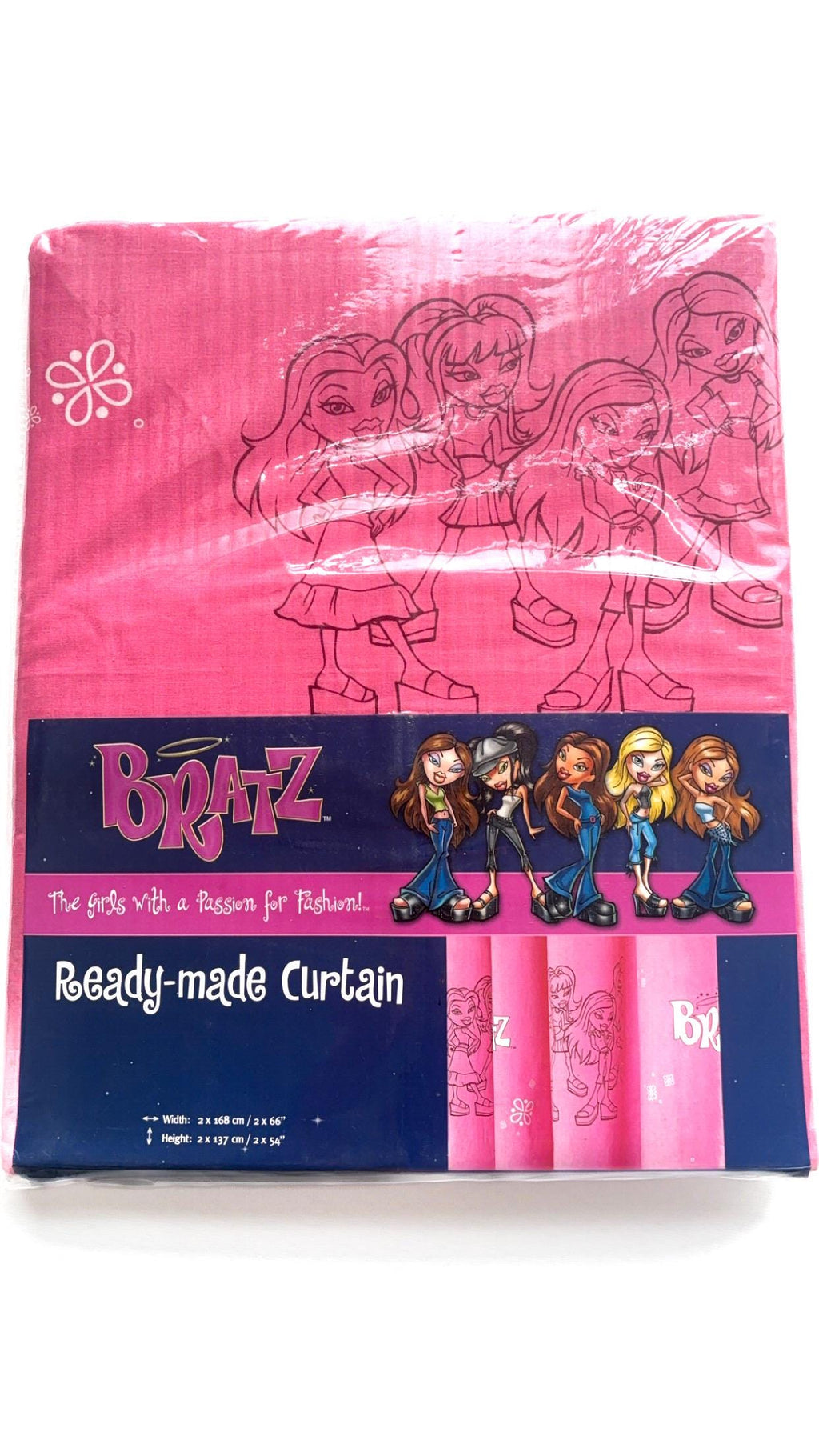 Винитажная пара розовых занавесок Bratz (2004) — в запечатанной упаковке