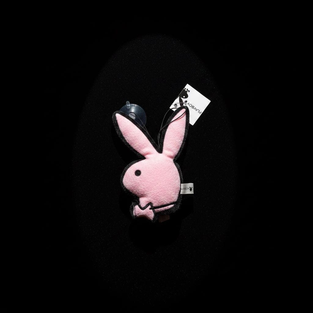 Playboy Pink Rabbit Head Plush Car Charm (2004) – New With Tags