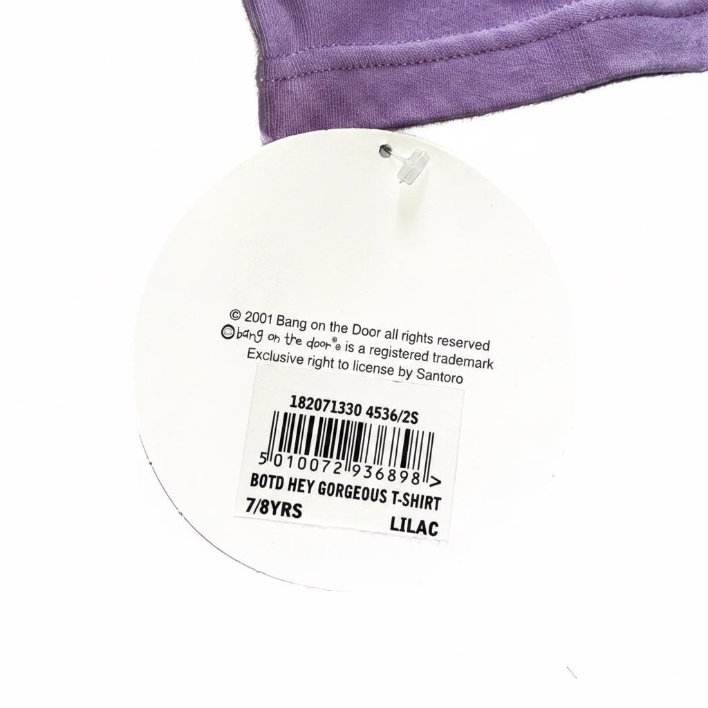 Bang On The Door Hey Gorgeous Lilac キッズTシャツ – 7/8歳、新品タグ付き