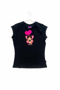 T-shirt nera Santoro Tutti Cuti con cuore di strass (2003) – Nuova con cartellino