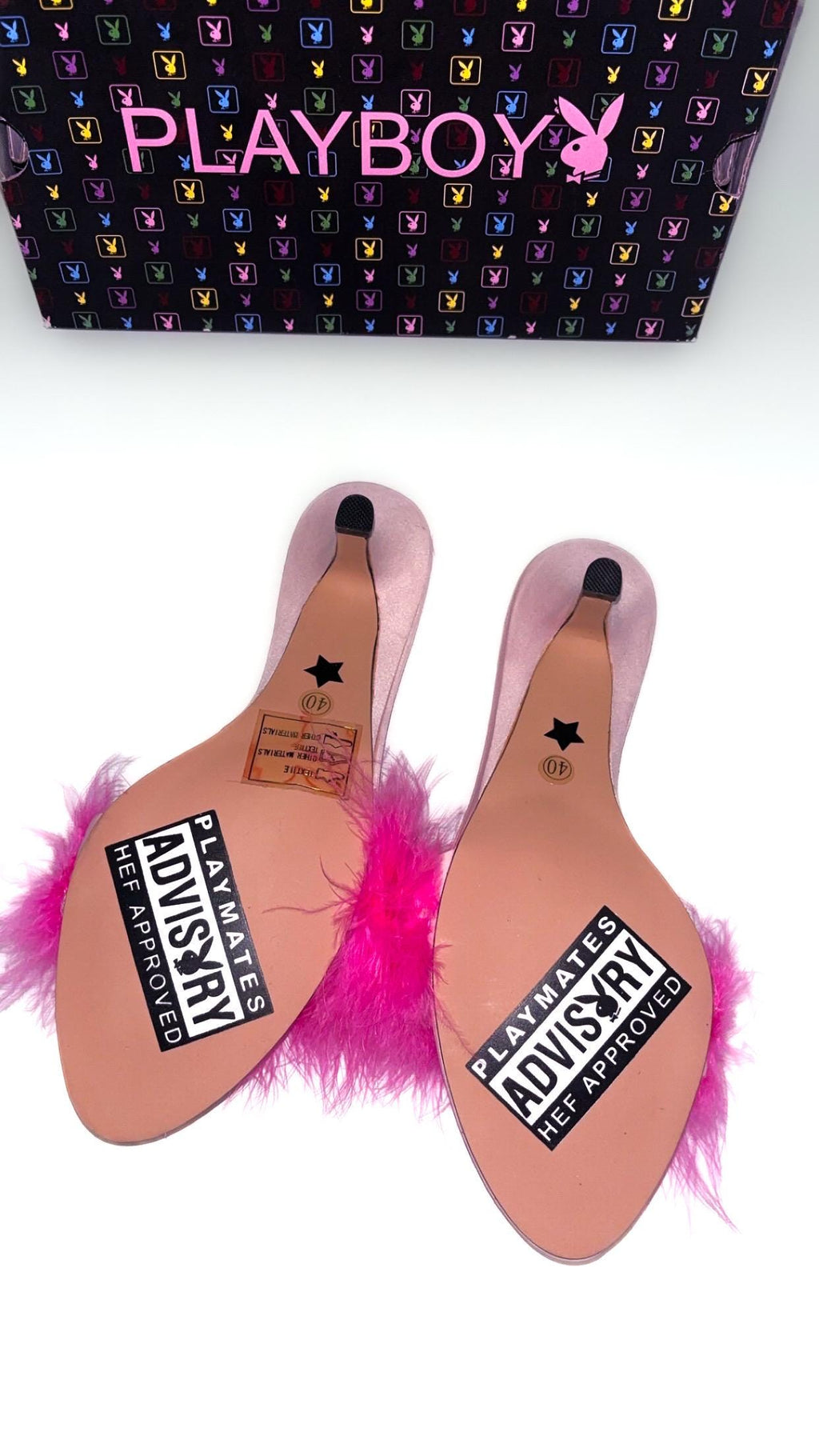 Playboy Playmates scarpe kitten heel rosa Advisory (2004) – UK 6, nuove in scatola