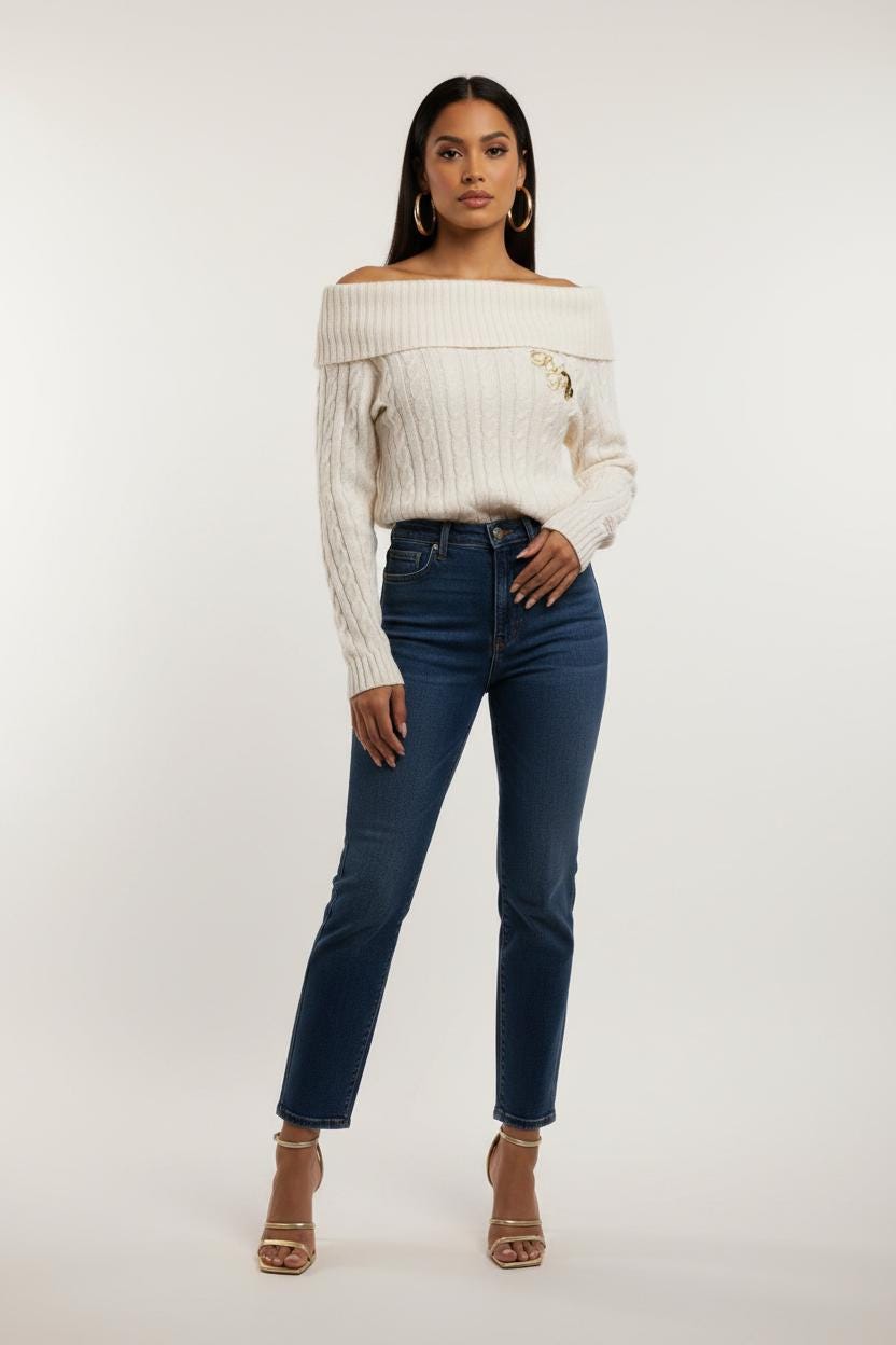 Baby Phat White Bardot Knit Jumper – New With Tags