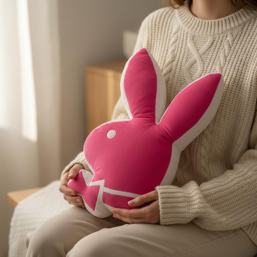 Playboy Pink & White Rabbit Head Pillow (2004) – With Original Tags