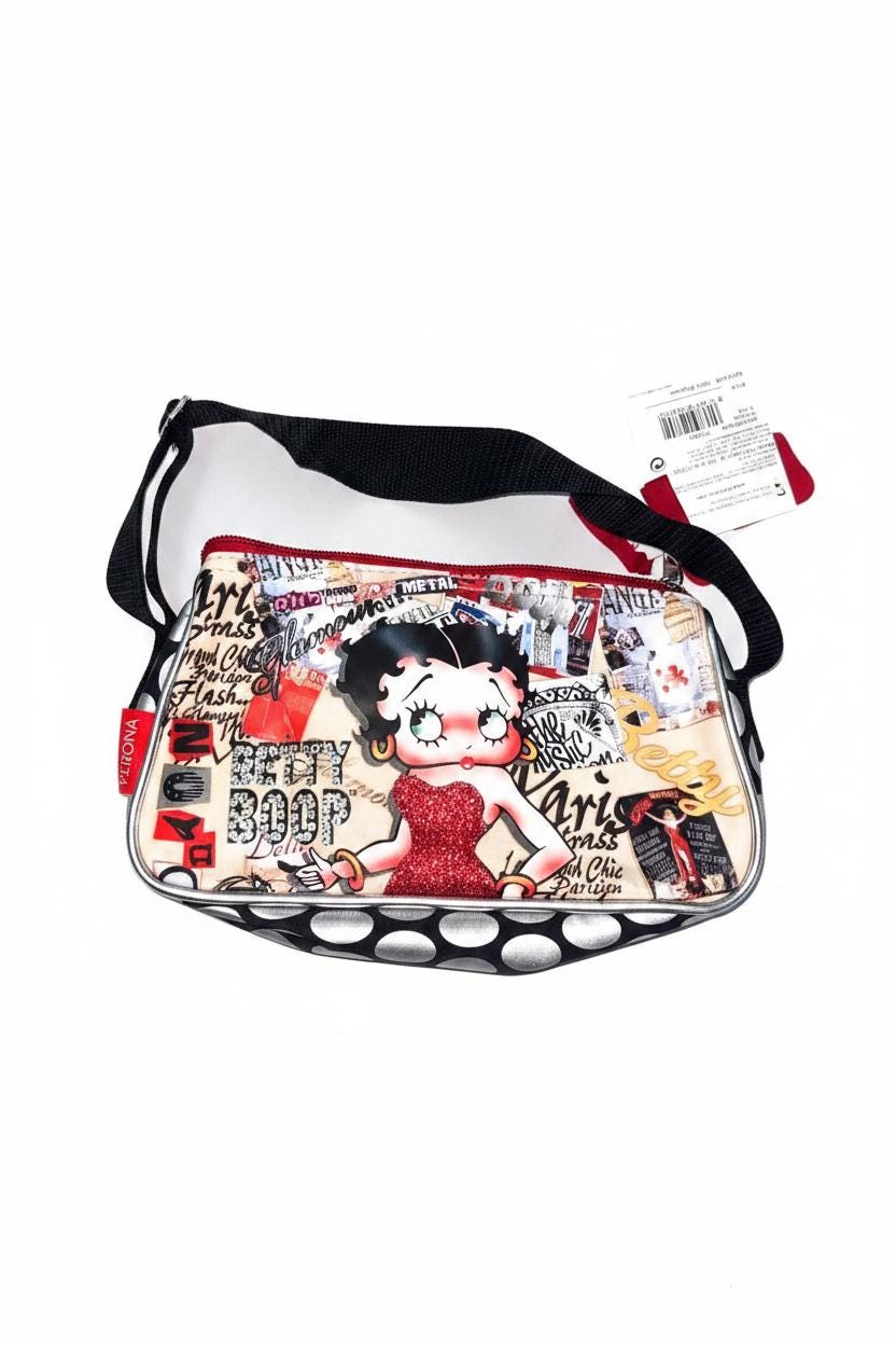 Betty Boop Perona Collage Shoulder Bag & Coin Purse Set – New