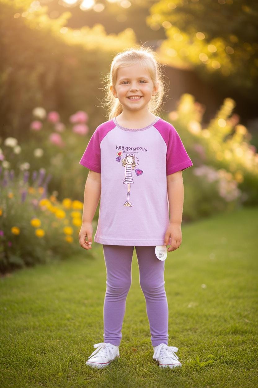 Bang On The Door Hey Gorgeous Lilac キッズTシャツ – 7/8歳、新品タグ付き
