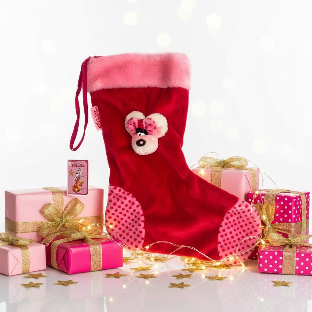 Vintage Diddl Diddlina Red & Pink Christmas Stocking – New With Tags