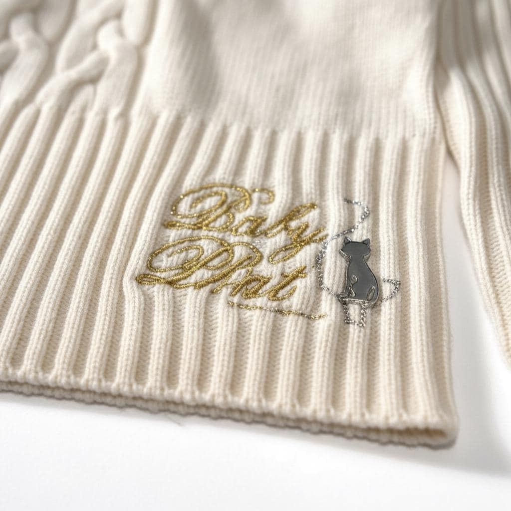 Бял пуловер Baby Phat с плетка на плитки и подгъващи се ръкави – XL, нов, без етикети